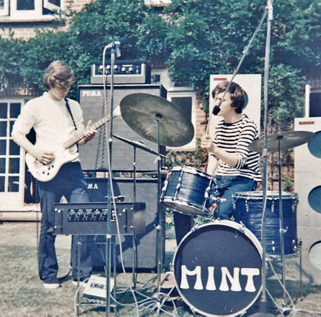 Mint: Jo on guitar with school friend Julian on drums